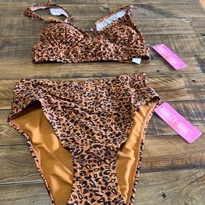 NINETY-NINE DEGREES JUNIORS CHEETAH PRINT BIKINI: BROWN: NWT: SIZE XS (0/1)